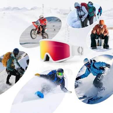 Qunature White Ski Goggles slidinėjimo akiniai, skirti suaugusiems – baltas 4