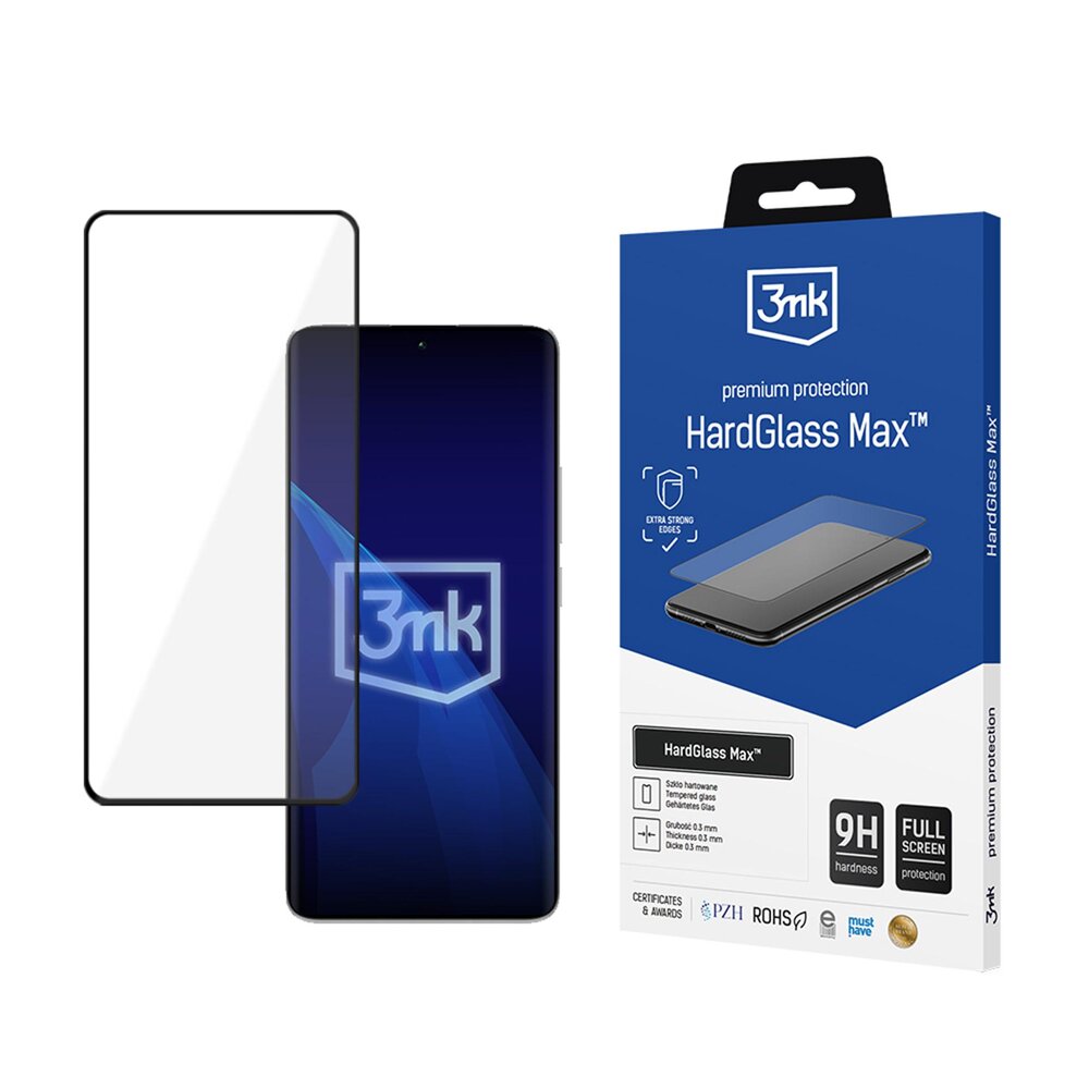 Xiaomi Redmi Note 13 Pro+ 3mk HardGlass Max Black sustiprintas Full Screen grūdintas stiklas Xiaomi Redmi Note 13 Pro+ 3mk HardGlass Max Black sustiprintas Full Screen grūdintas stiklas