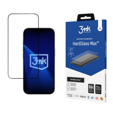 iPhone 17 Air Reinforced 3mk HardGlass Max Black grūdintas stiklas