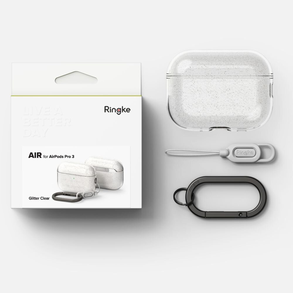 AirPods Pro 3 Ringke Air dėklas – skaidrus su blizgučiais 4