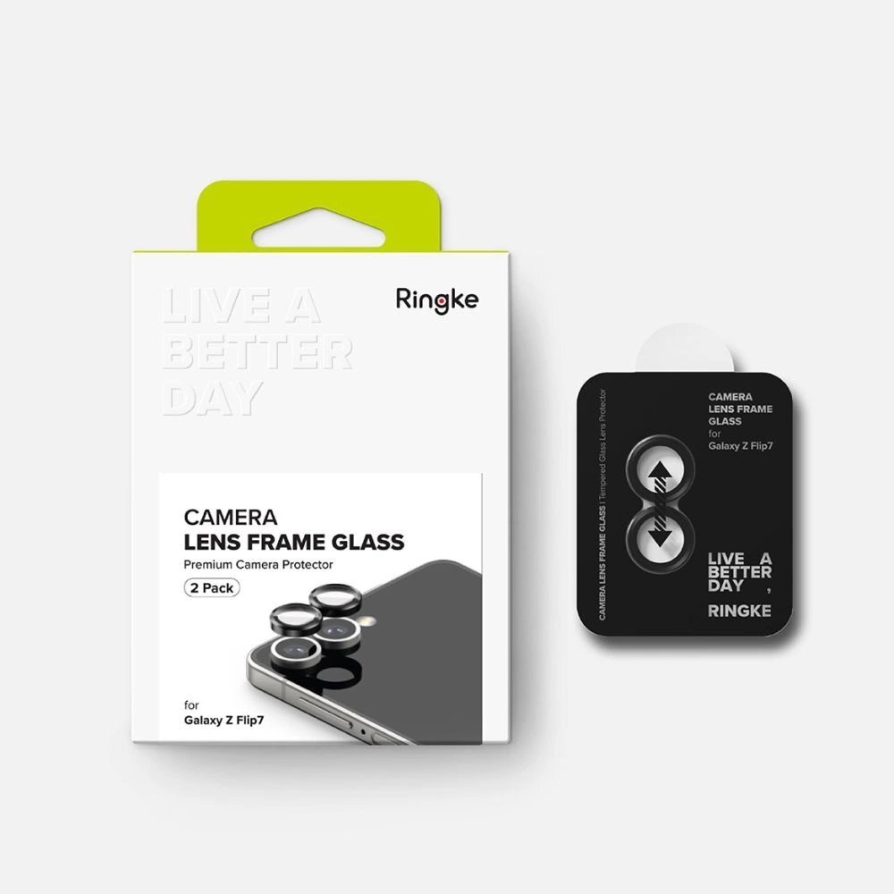 Samsung Galaxy Z Flip 7 Ringke Camera Frame Protector kameros apsauga, 2 vnt. – juoda 7 Samsung Galaxy Z Flip 7 Ringke Camera Frame Protector kameros apsauga, 2 vnt. – juoda 7
