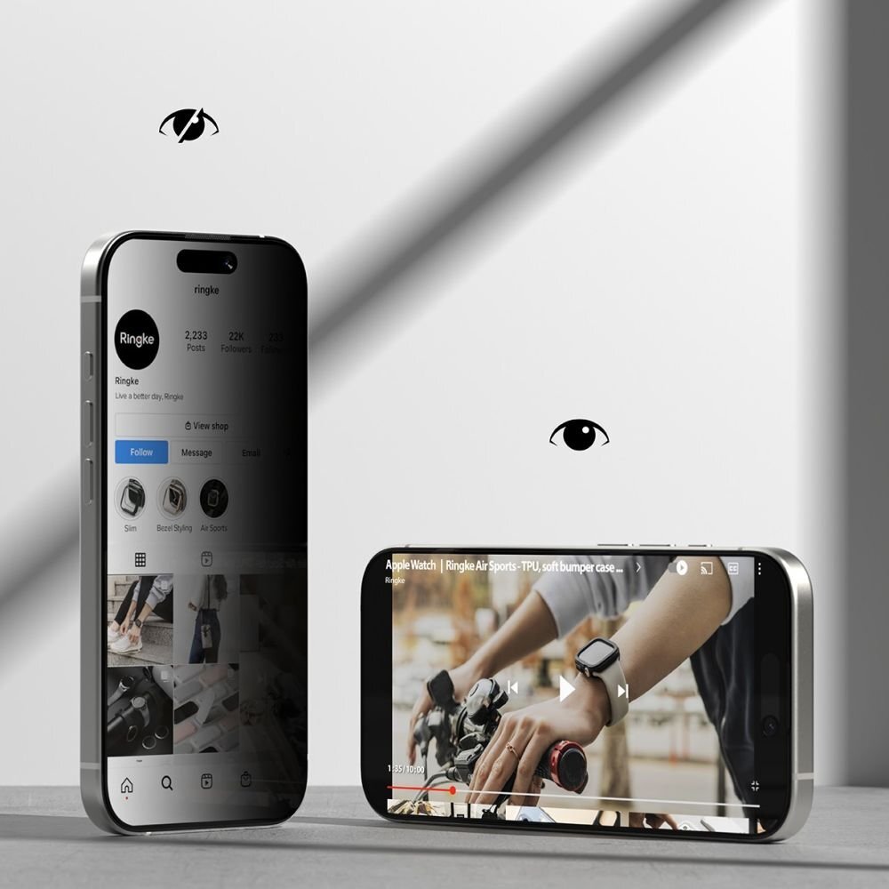 iPhone 17 Ringke Easy Slide 2-pack privatumo stiklas – juodas 2