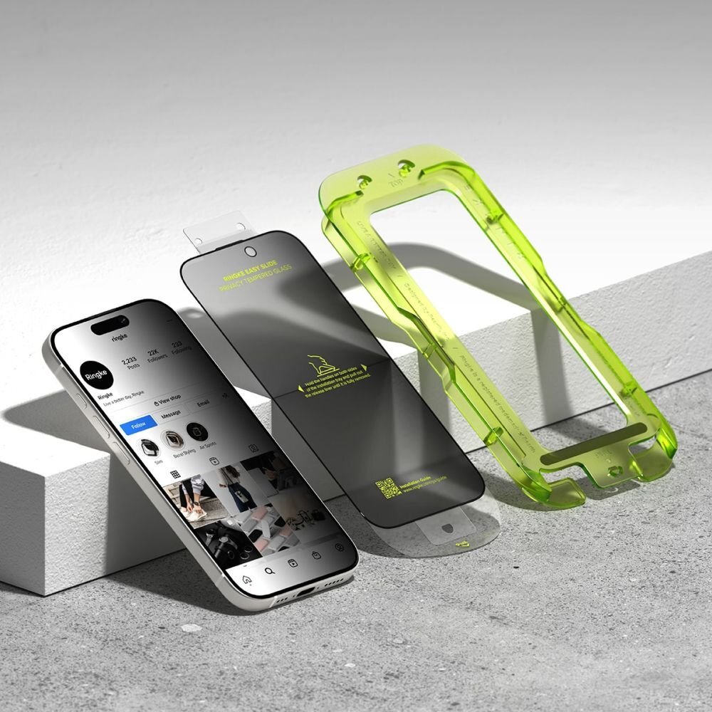 iPhone 17 Ringke Easy Slide 2-pack privatumo stiklas – juodas 3