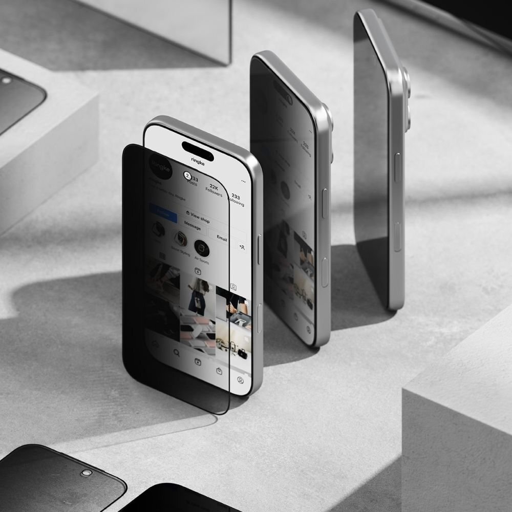 iPhone 17 Ringke Easy Slide 2-pack privatumo stiklas – juodas 4