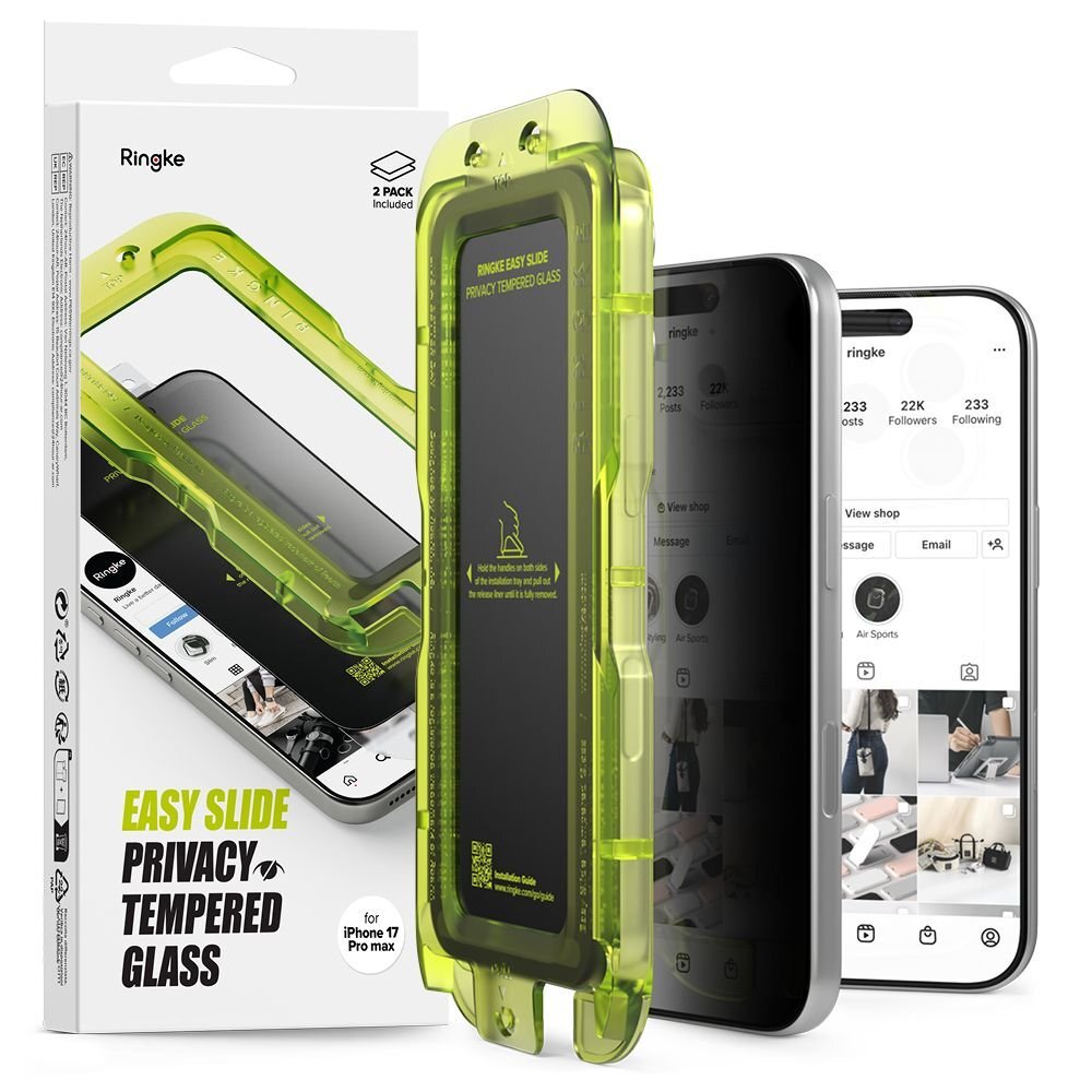 iPhone 17 Pro Max Ringke Easy Slide 2-pack privatumo stiklas