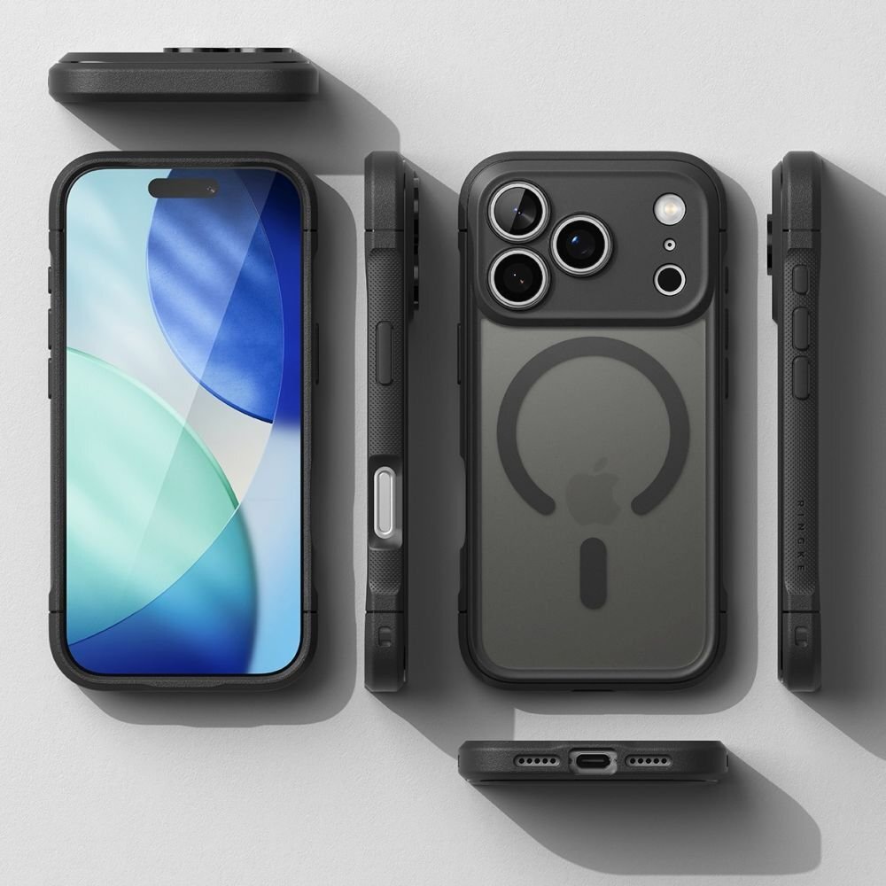 iPhone 17 Pro dėklas Ringke Fusion Bold Magnetic MagSafe – matinės juodos spalvos 4
