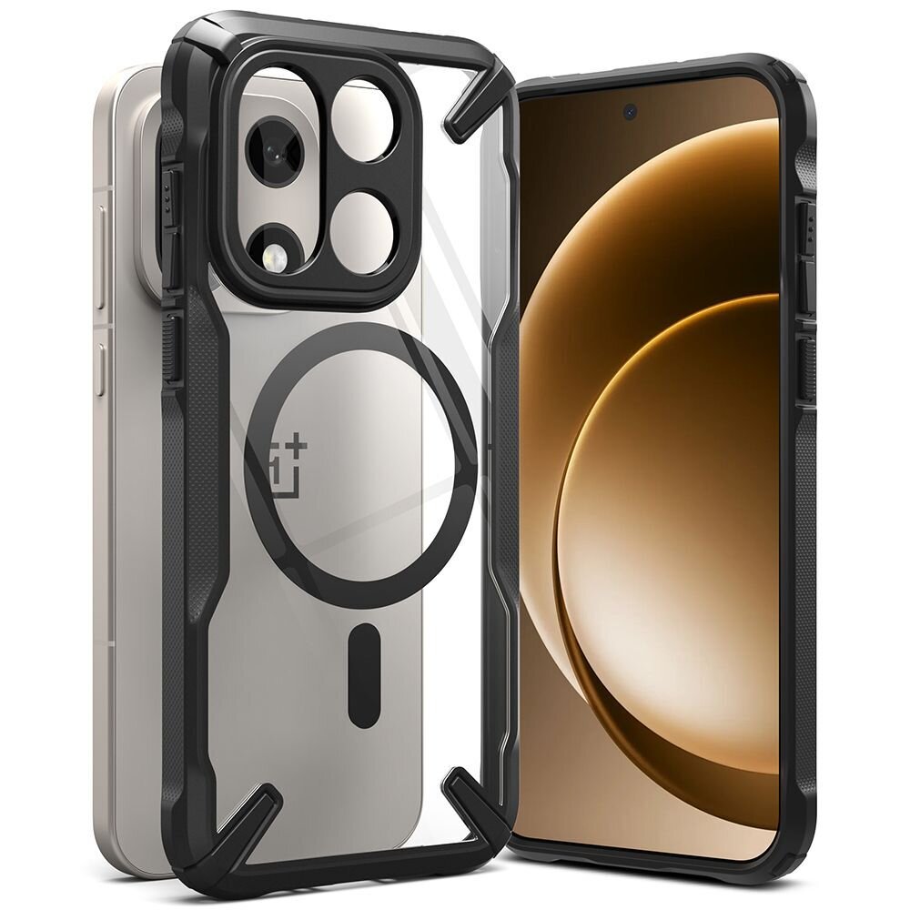 OnePlus 15 Ringke Fusion X Magnetic MagSafe dėklas – skaidriai juodas OnePlus 15 Ringke Fusion X Magnetic MagSafe dėklas – skaidriai juodas