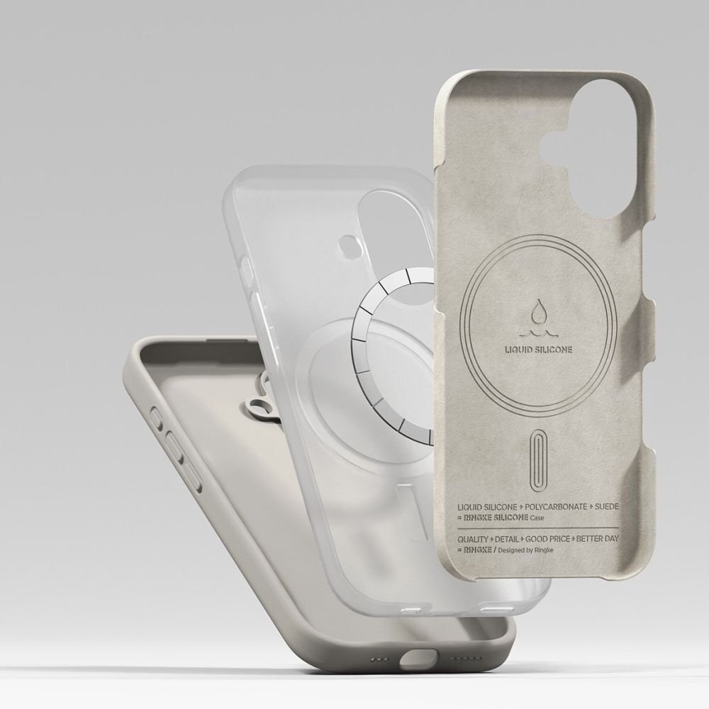 iPhone 17 dėklas Ringke Silicone Magnetic MagSafe – smėlio spalvos 5