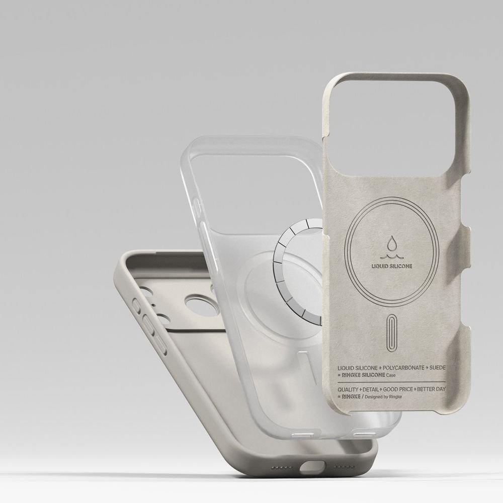 iPhone 17 Pro Max dėklas Ringke Silicone Magnetic su MagSafe – smėlio spalvos 5