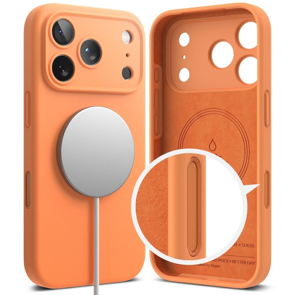 iPhone 17 Pro Max Ringke silikoninis Magnetic MagSafe dėklas – oranžinis 2