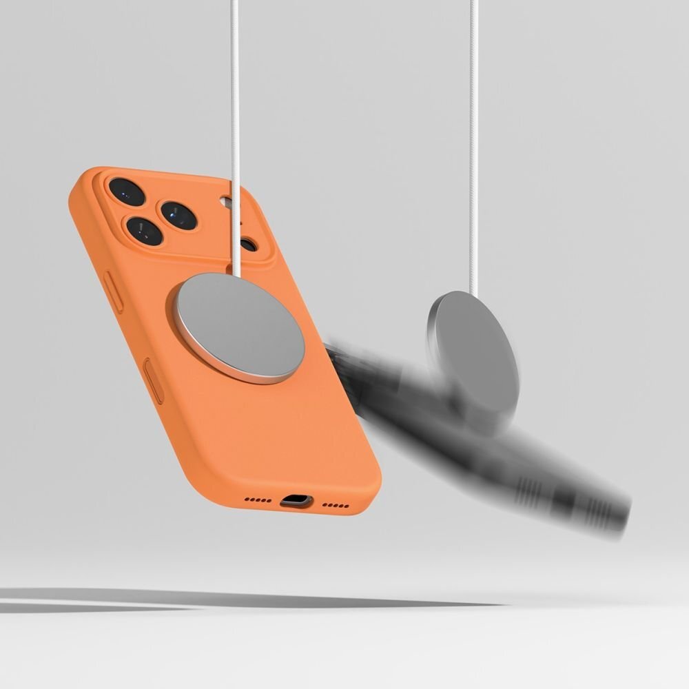 iPhone 17 Pro Max Ringke silikoninis Magnetic MagSafe dėklas – oranžinis 7