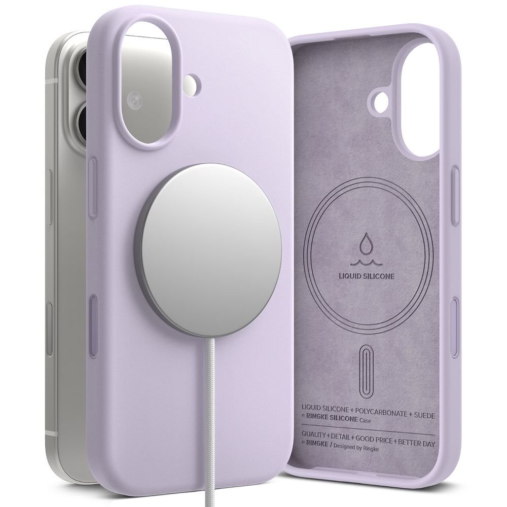 iPhone 17 dėklas Ringke Silicone Magnetic MagSafe – violetinis
