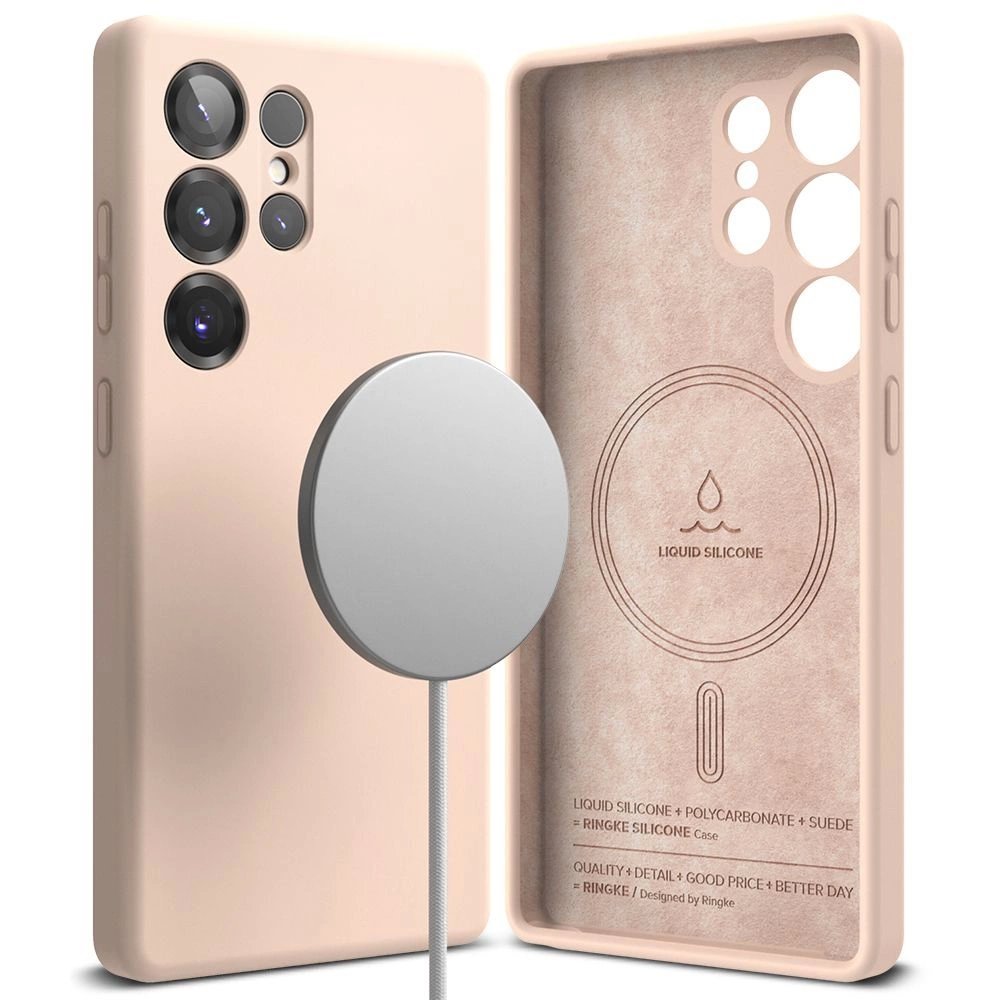 Ringke Silikoninis MagSafe Dėklas skirtas Samsung Galaxy S25 Ultra - Rožinis 1