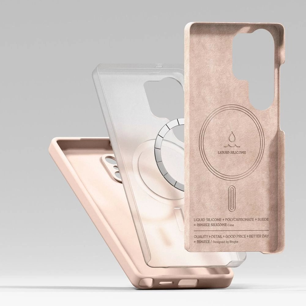 Ringke Silikoninis MagSafe Dėklas skirtas Samsung Galaxy S25 Ultra - Rožinis 4