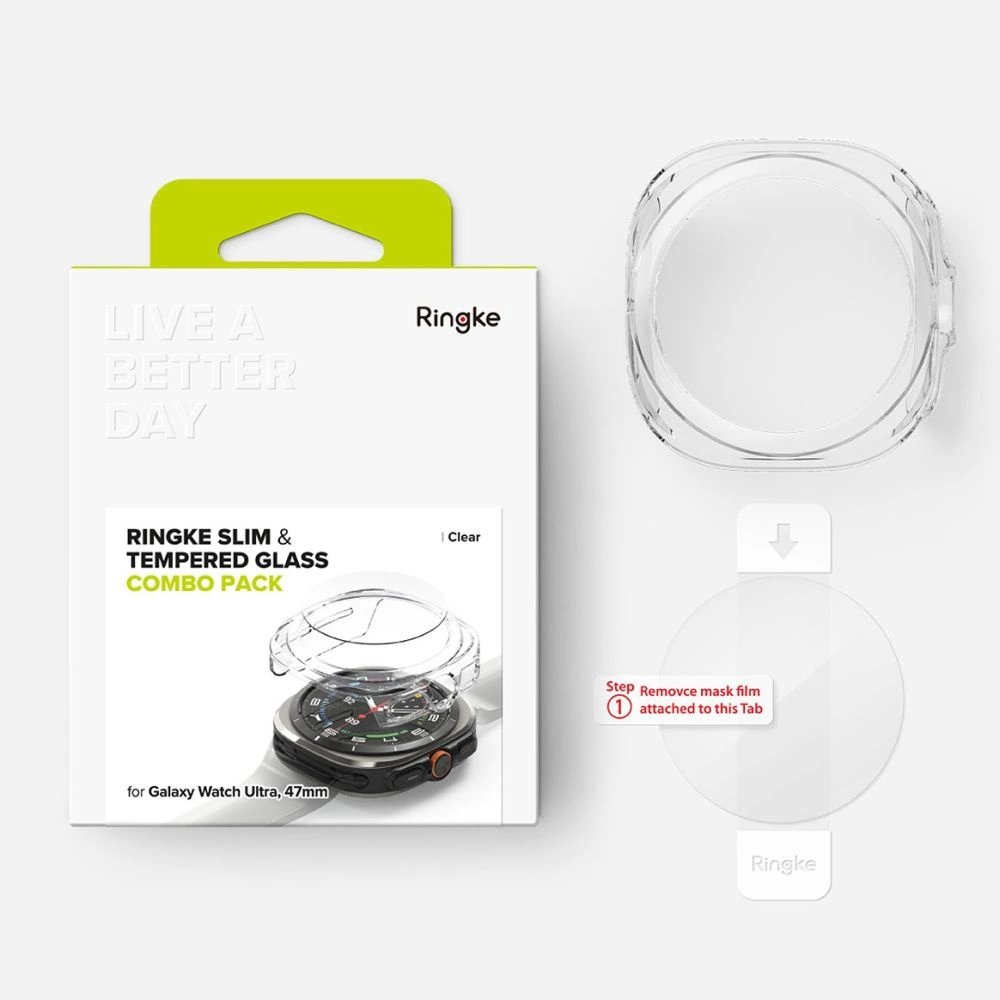 Samsung Galaxy Watch Ultra 47mm – Ringke Slim & Tempered Glass dėklas + stiklas - Skaidrus 8