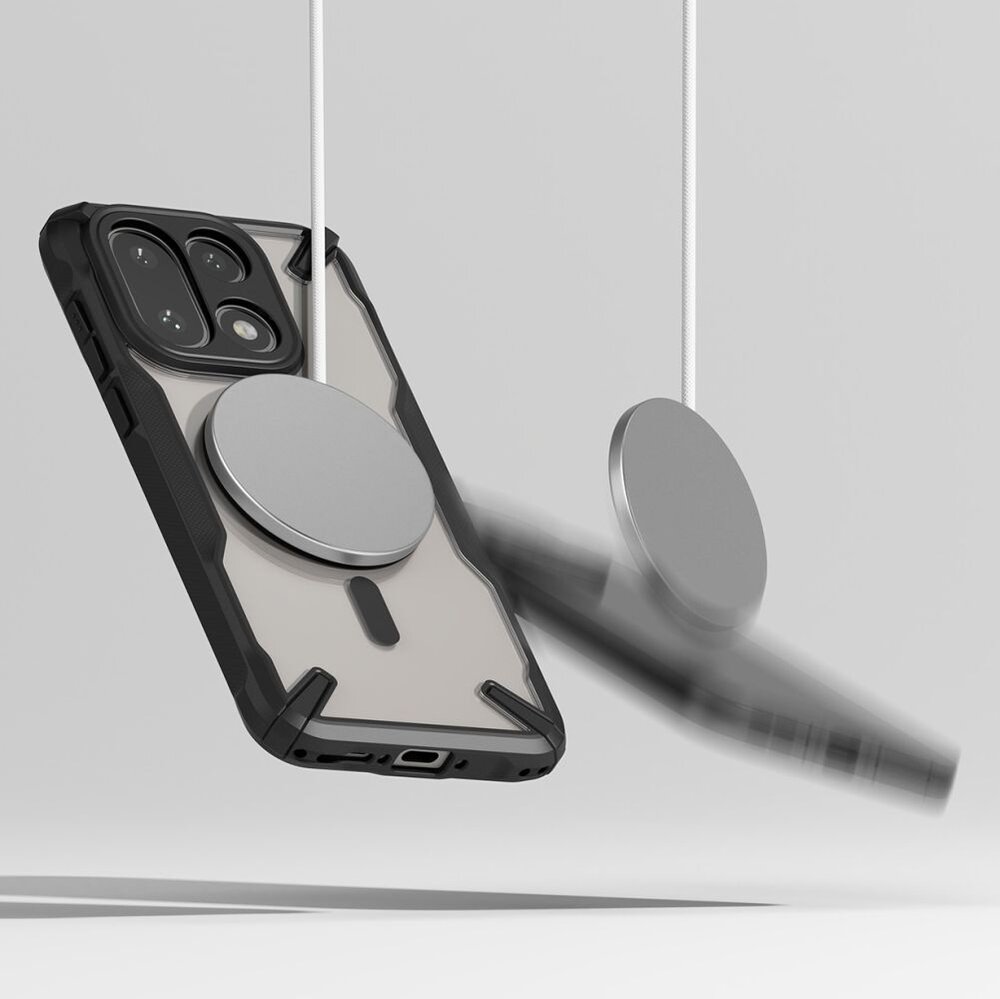 OnePlus 15 Ringke Fusion X Magnetic MagSafe dėklas – skaidriai juodas 5