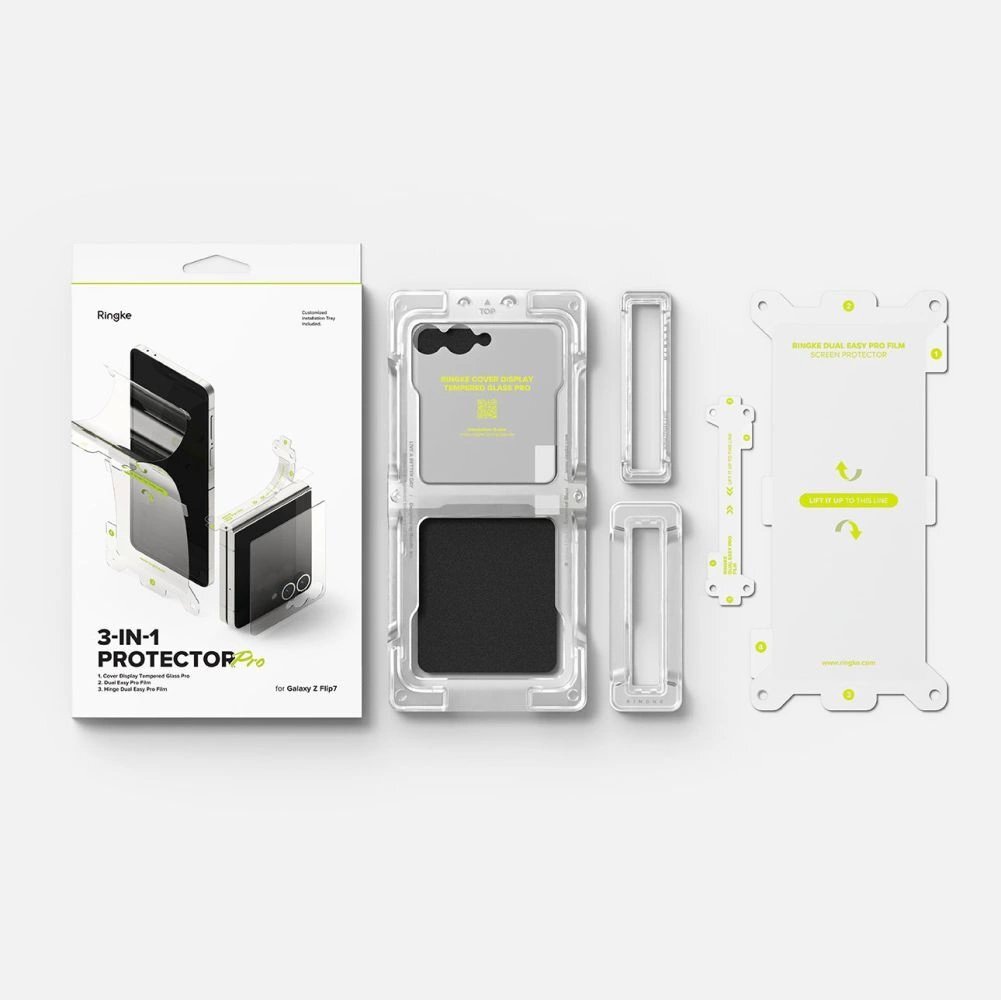 Samsung Galaxy Z Flip 7 Ringke Protector Pro 3in1 apsaugos rinkinys – skaidrus 8