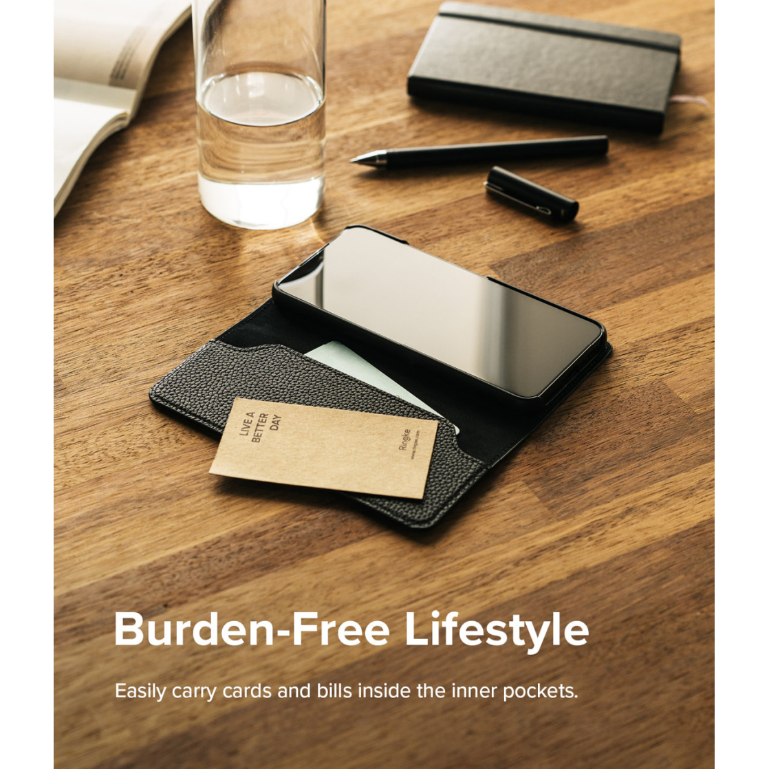 Dėklas Ringke Folio Signature Flip Leather Samsung Galaxy S22 Plus Juodas (FSS118R262) 8 Dėklas Ringke Folio Signature Flip Leather Samsung Galaxy S22 Plus Juodas (FSS118R262) 8