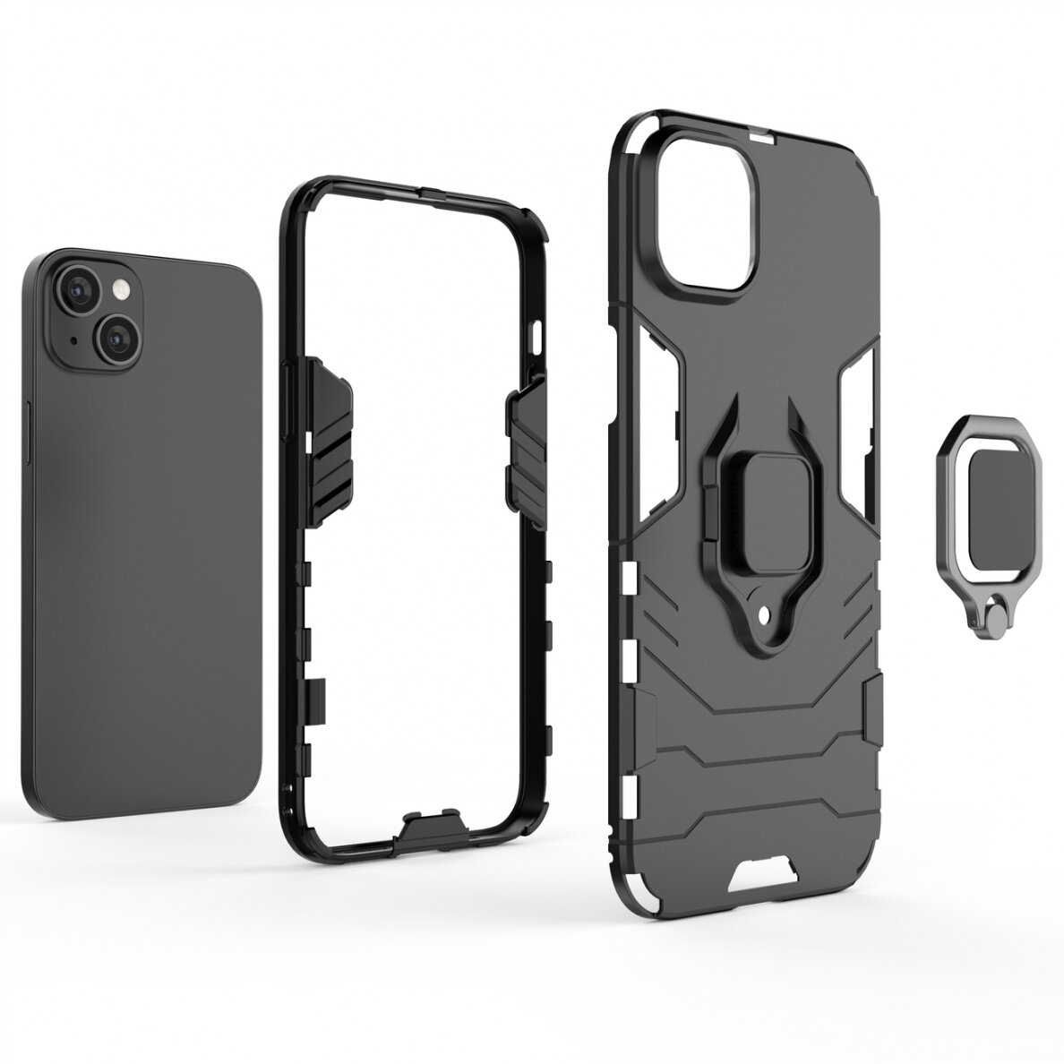 Dėklas Ring Armor iPhone 14 Juodas 2