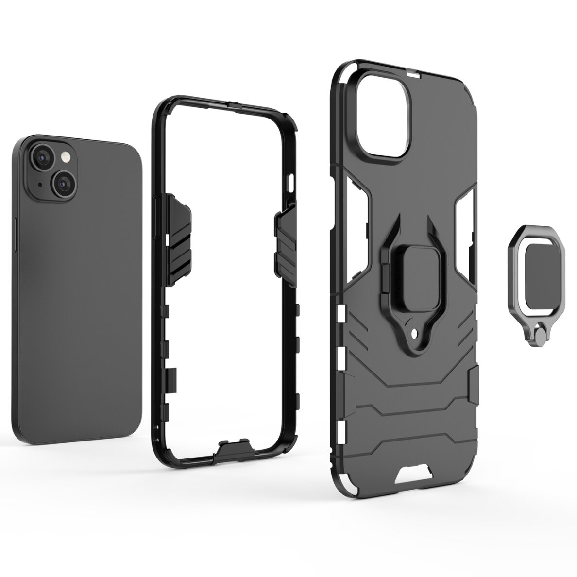 Akcija! Dėklas Ring Armor iPhone 14 Pro Juodas  2