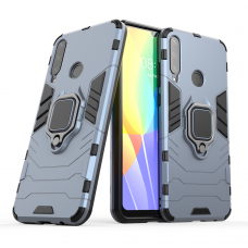 Ring Armor Case Kickstand Tvirtas Dėklas Su Žiedu-Stoveliu Huawei Y6P Mėlyna