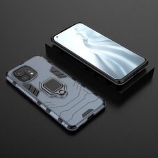 Dėklas Ring Armor Case Kickstand Tough Rugged Cover for Xiaomi Mi 11 Mėlynas