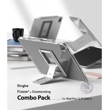 Dėklas Ringke Fusion Combo Outstanding su kojele TPU iPad Pro 12.9'' 2021 Pilkas / Permatomas  (FPC530R40)