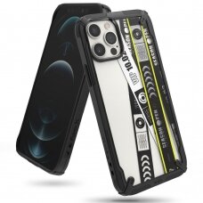 Dėklas Ringke Fusion X Design iPhone 12 Pro Max Juodas (Ticket band) (XDAP0024)