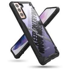 Dėklas Ringke Fusion X Design PC plastikas ir TPU Samsung Galaxy S21+ 5G (S21 Plus 5G) juodas (Cross) (XDSG0053)