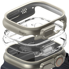 Ringke Slim 2-pack Dėklas skirtas Apple Watch Ultra 1/2 (49mm) - Permatomas & Titanium