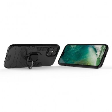 Apsauginis dėklas su žiedu 'Ring Armor Rugged' iPhone 12 Pro Max juodas 5