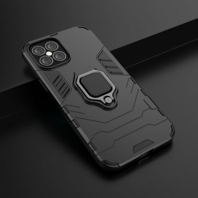 Apsauginis dėklas su žiedu 'Ring Armor Rugged' iPhone 12 Pro Max juodas 6