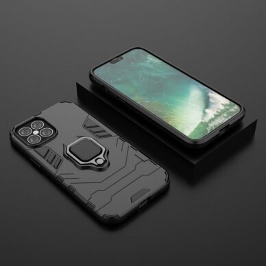 Apsauginis dėklas su žiedu 'Ring Armor Rugged' iPhone 12 Pro Max juodas 7