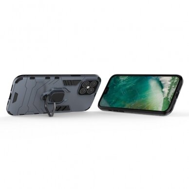 Apsauginis dėklas su žiedu 'Ring Armor Rugged' iPhone 12 Pro Max mėlynas 4