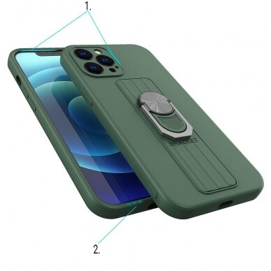 Dėklas su žiedu Ring Case silicone iPhone XS Max Tamsiai mėlynas 3