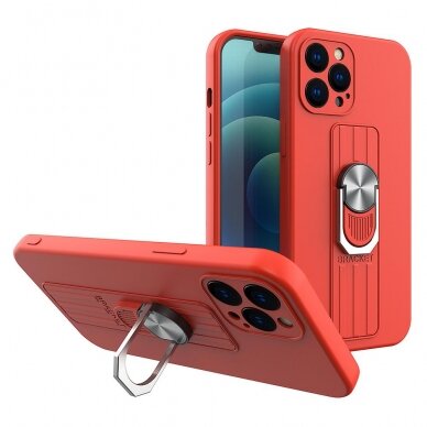 Dėklas su žiedu Ring Case silicone iPhone XS Max Raudonas 1