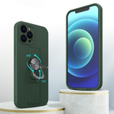 Dėklas su žiedu Ring Case silicone Samsung Galaxy A42 5G Tamsiai žalias 2