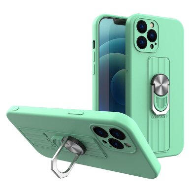 Akcija! Dėklas su žiedu Ring Case silicone Xiaomi Redmi Note 10 / Redmi Note 10S Mėtinis  1