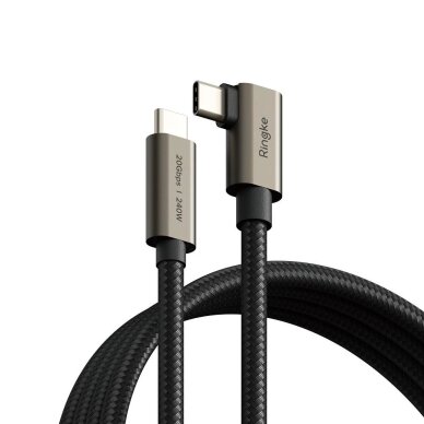Laidas Ringke USB-C 3.2 Gen. 2x2 PD 3.1 240W 2m kampinis – juodas