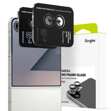 Samsung Galaxy Z Flip 7 Ringke Camera Frame Protector kameros apsauga, 2 vnt. – juoda