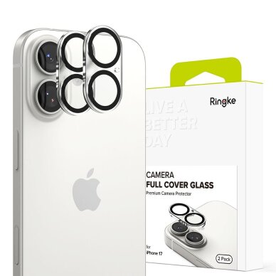 iPhone 17 Ringke Camera Full Cover kameros apsauga, 2 vnt. – juoda iPhone 17 Ringke Camera Full Cover kameros apsauga, 2 vnt. – juoda