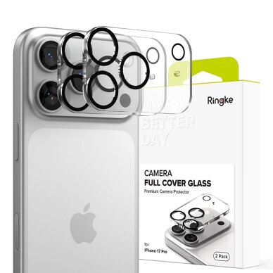 iPhone 17 Pro Ringke Camera Full Cover kameros stiklas (2 vnt.) – juodas
