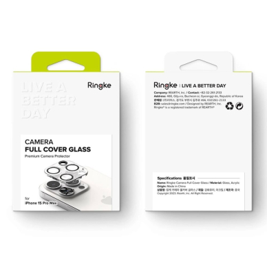 Ringke kameros apsauga (2 vnt.) grūdintas stiklas skirtas iPhone 15 Pro Max 8