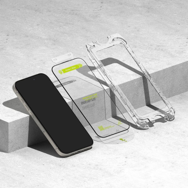 Ringke Easy Slide (2 vnt.) grūdintas stiklas su juodu rėmeliu skirtas iPhone 16 Pro 2