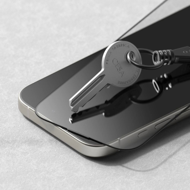 Ringke Easy Slide (2 vnt.) grūdintas stiklas su juodu rėmeliu skirtas iPhone 16 Pro 3