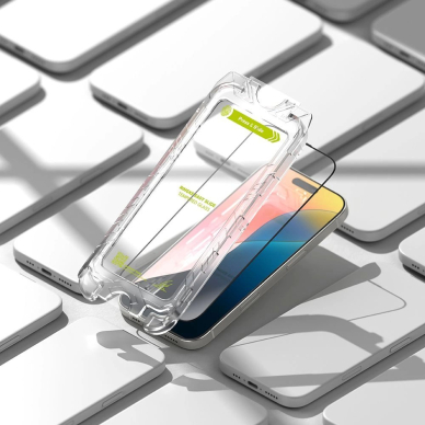 Ringke Easy Slide (2 vnt.) grūdintas stiklas su juodu rėmeliu skirtas iPhone 16 Pro 6