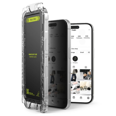 Ringke Easy Slide privatumo stiklas (2 vnt.) skirtas iPhone 15 / 16 1