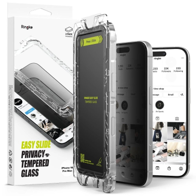Ringke Easy Slide privatumo stiklas (2 vnt.) skirtas iPhone 16 Pro Max