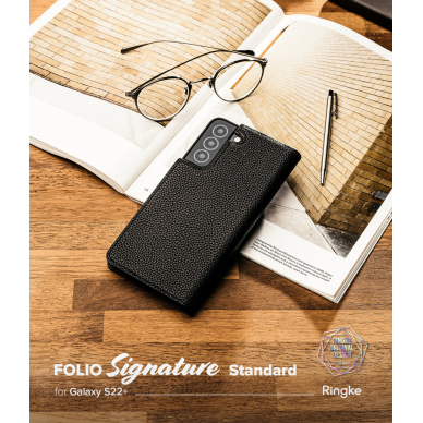 Dėklas Ringke Folio Signature Flip Leather Samsung Galaxy S22 Plus Juodas (FSS118R262) 2 Dėklas Ringke Folio Signature Flip Leather Samsung Galaxy S22 Plus Juodas (FSS118R262) 2