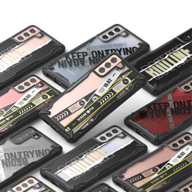 Dėklas Ringke Fusion X Design PC plastikas ir TPU Samsung Galaxy S21+ 5G (S21 Plus 5G) juodas (Ticket band) (XDSG0052) 5 Dėklas Ringke Fusion X Design PC plastikas ir TPU Samsung Galaxy S21+ 5G (S21 Plus 5G) juodas (Ticket band) (XDSG0052) 5